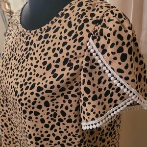 Super Soft, Super Comfy Leopard Print Blouse with Lace Trim S